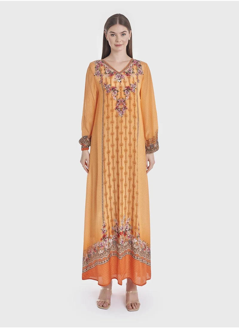 KASHKHA Viscose Printed Jalabiya