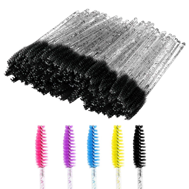 200 PCS Disposable Crystal Eyelash Mascara Brushes Wands for Eye Lash Extension Eyebrow and Makeup Black