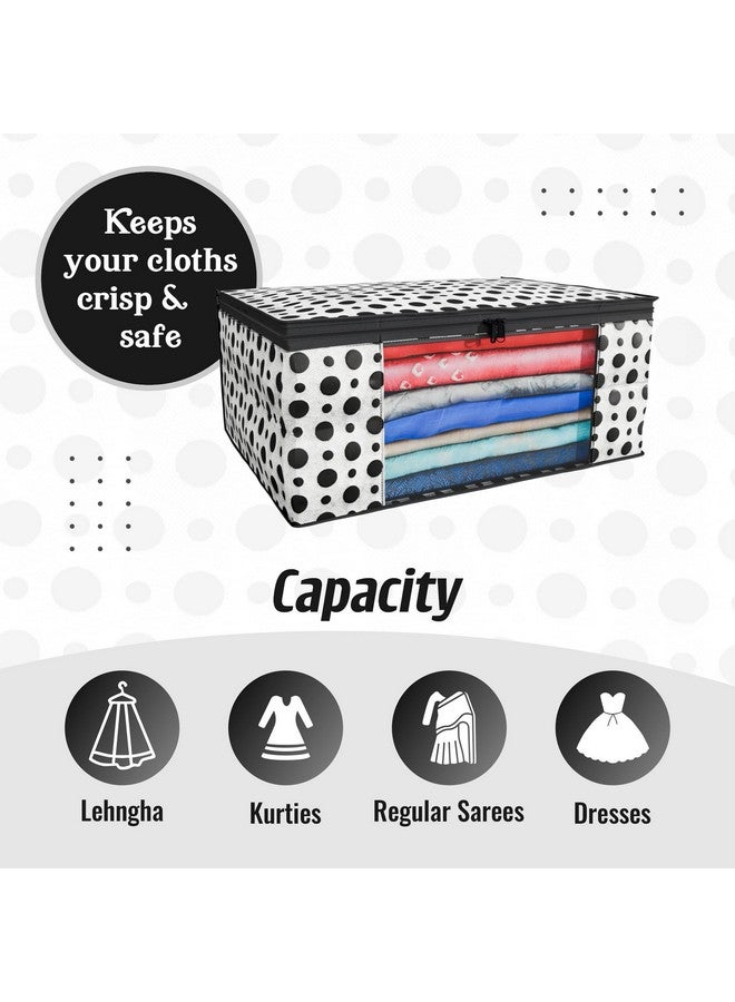 Kuber Industries Clothes Organizer For Wardrobe (Pack Of 6) - Storage Organizer For Saree | Shirts | Salwar Suit - Dress Organizer For Wardrobe - Saree Covers With Zip (Polka Dots) (Black And White)  - Image 5