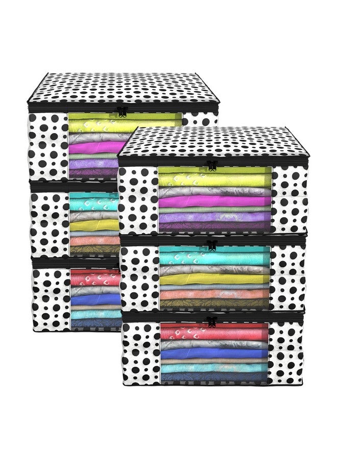 Kuber Industries Clothes Organizer For Wardrobe (Pack Of 6) - Storage Organizer For Saree | Shirts | Salwar Suit - Dress Organizer For Wardrobe - Saree Covers With Zip (Polka Dots) (Black And White)  - Image 1