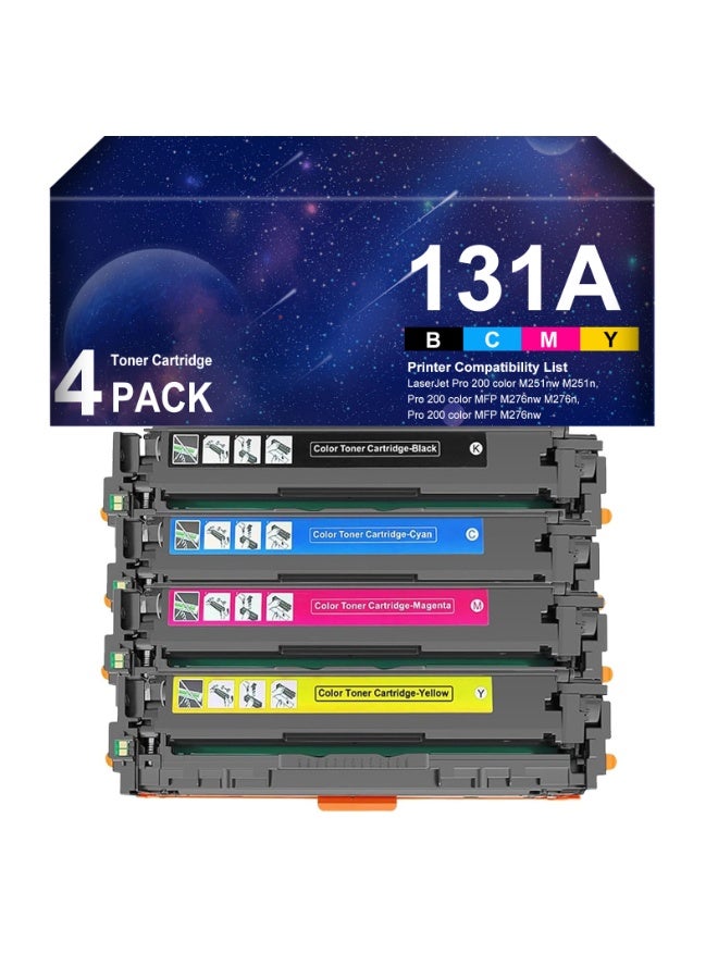 خراطيش حبر بديلة متوافقة 131A لطابعة 131A CF210A 131A ليزر جيت برو 200 ملون متعدد الوظائف MFP M276nw M251nw M251n M276n CF210A CF211A CF212A CF213A (مجموعة من 4) - Image 1
