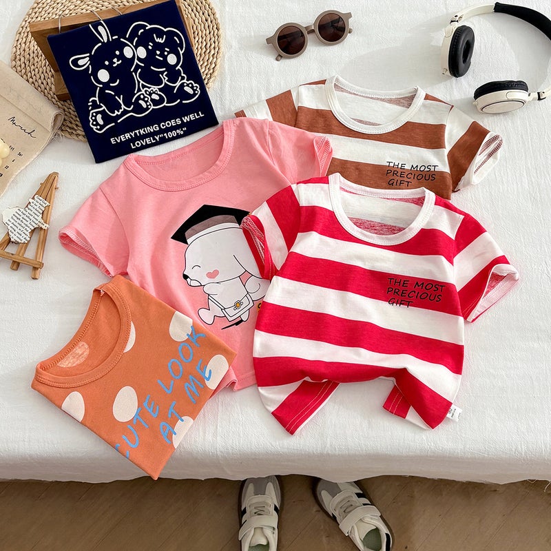 New Cotton Summer Kidsren'S Short-Sleeved T-Shirt Sports Home Clothes Cartoon Printing Manufacturers Drop Shipping - Image 2