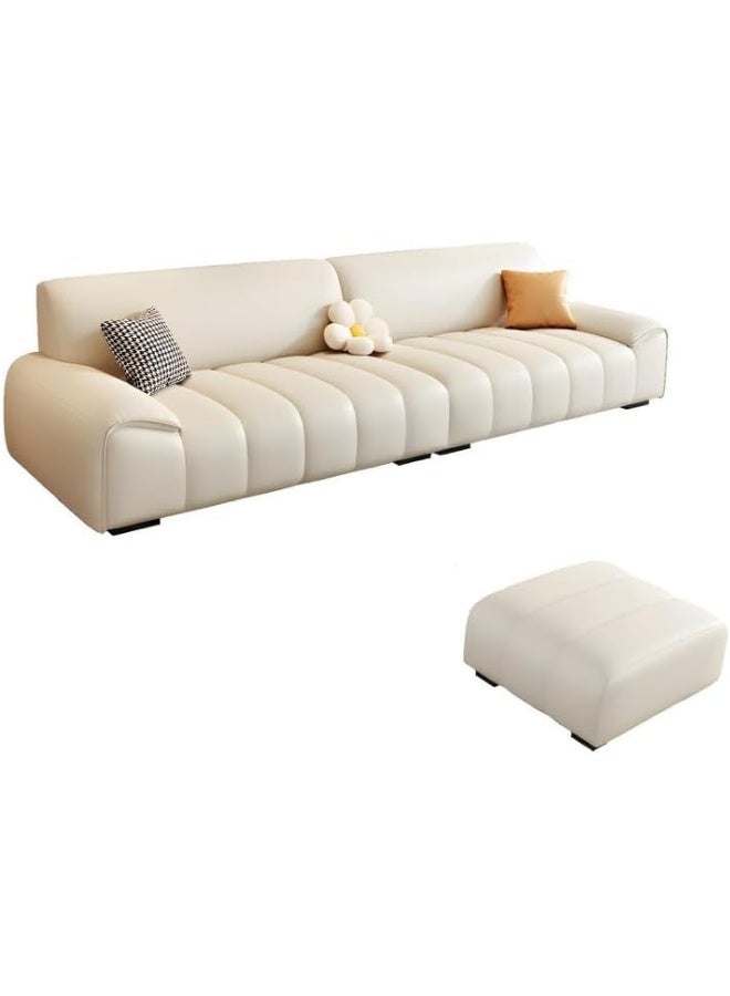Zayn comforts Modern Faux Leather Sofa with Pillow Top Arm