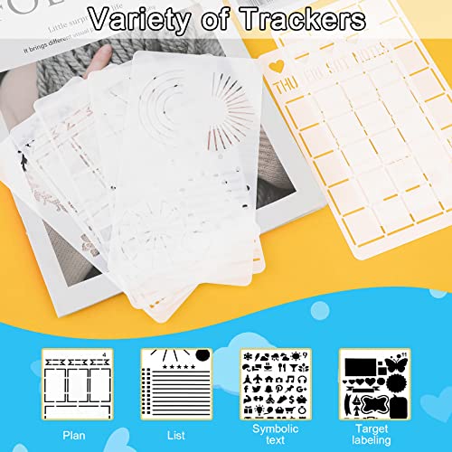 MWOOT 30 Pieces Mixed Bullet Journal Stencil Kit, Letter Drawing Painting Alphabet, Reusable Accessory for DIY Planner Scrapbooking Wall Decor (17.8 x 10.2 cm) - Image 5
