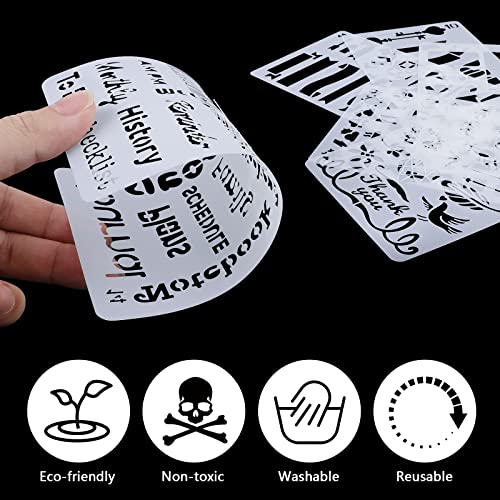 MWOOT 30 Pieces Mixed Bullet Journal Stencil Kit, Letter Drawing Painting Alphabet, Reusable Accessory for DIY Planner Scrapbooking Wall Decor (17.8 x 10.2 cm) - Image 4