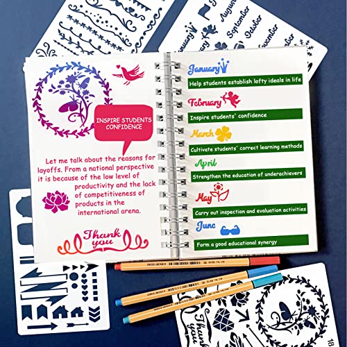 MWOOT 30 Pieces Mixed Bullet Journal Stencil Kit, Letter Drawing Painting Alphabet, Reusable Accessory for DIY Planner Scrapbooking Wall Decor (17.8 x 10.2 cm) - Image 2