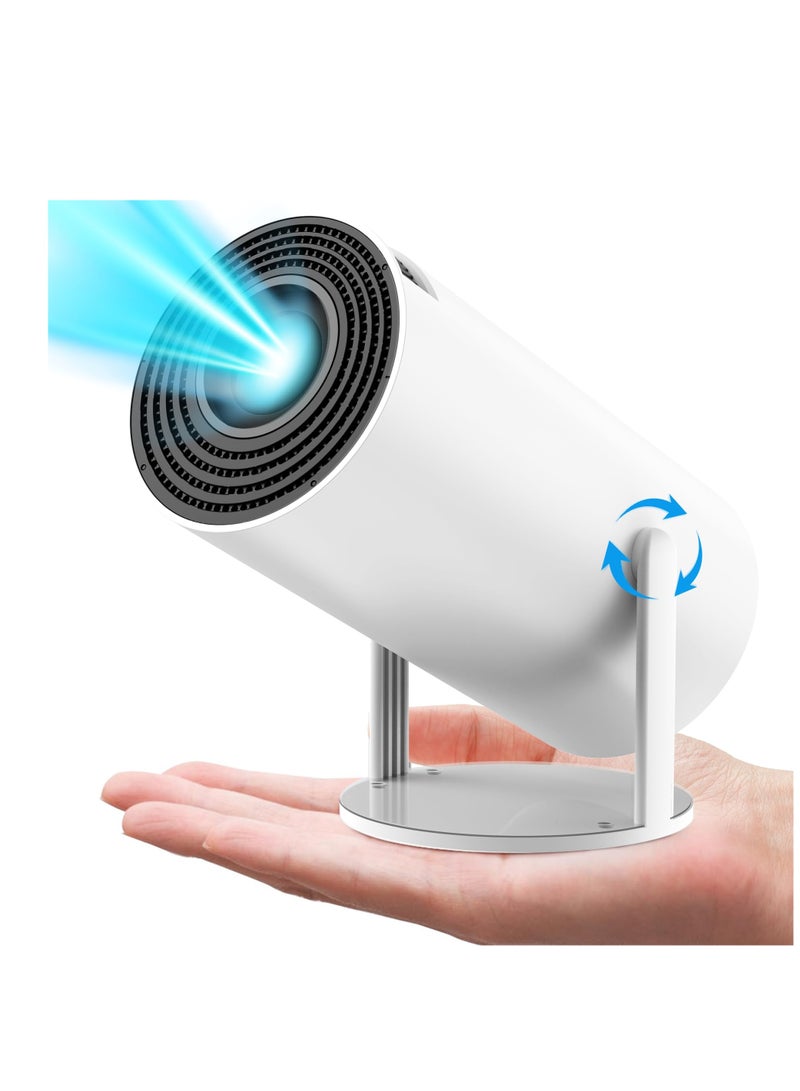 Mini Projector HY300 With 100" Projector Screen,Auto Keystone Correction, 4K 1080P Support Projector,2.4/5G WiFi, Android 12.0 Video Projector PROJ-WO-87-AN_SCR-03 White
