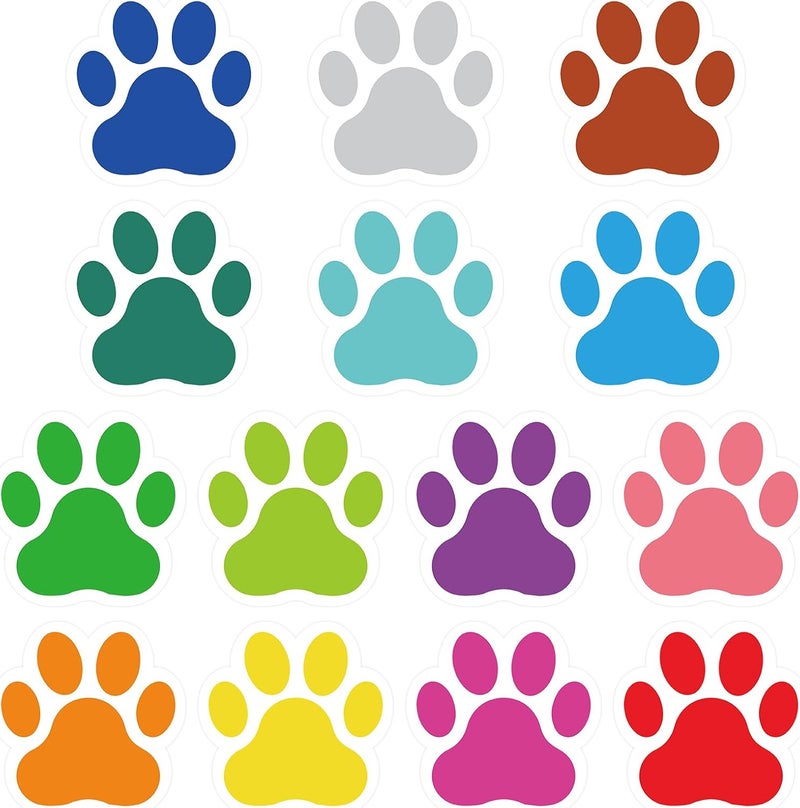 Fowecelt 58 Pcs 4 Inch Classroom Floor Dog Paw Dots Floor Stickers, Multicolor Classroom Spots Markers Line Up Self Adhesive Vinyl Stickers for Preschool and Kindergarten Elementary Teachers Kids - Image 1