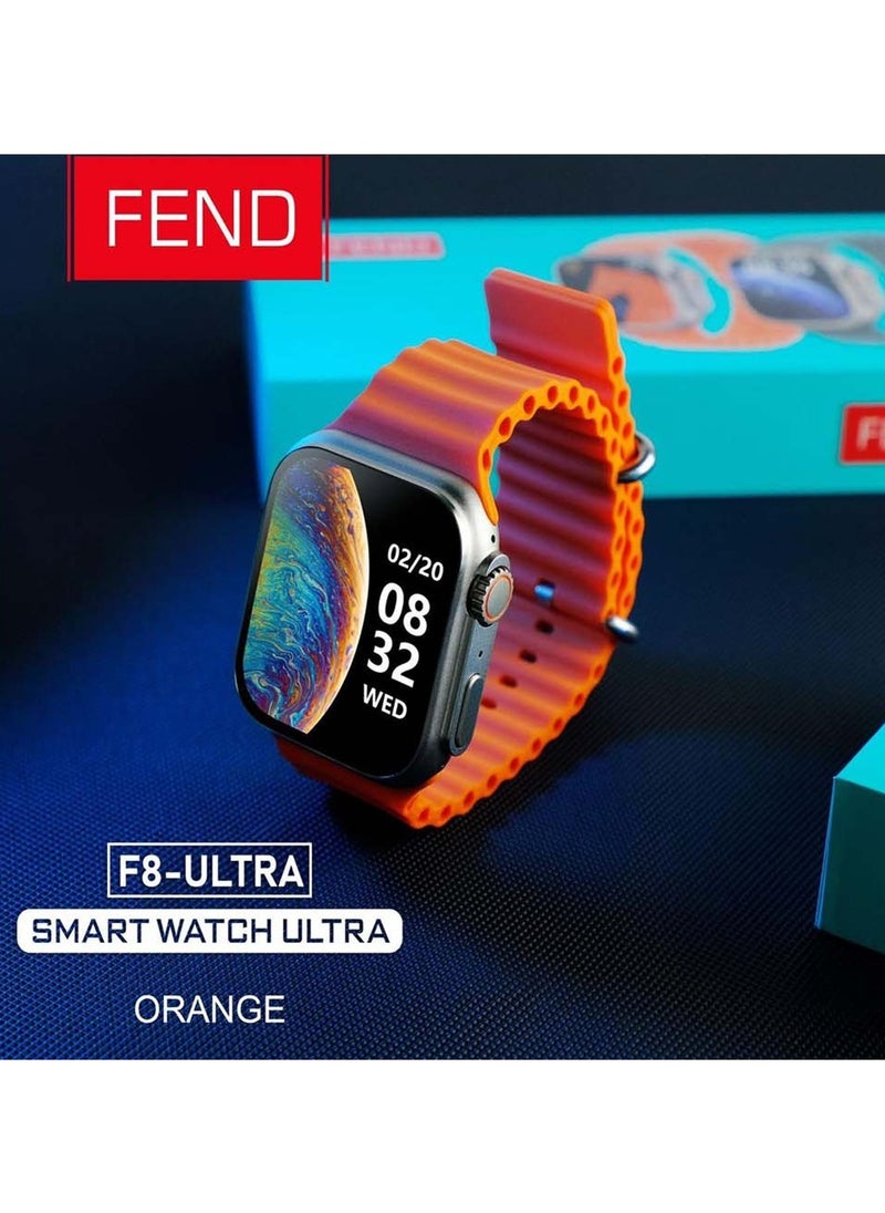 فيند - ساعة Fend F8 Ultra الذكية بشاشة كاملة الوضوح 49 مم مع حزامين ومحفظة رجالية من الجلد الطبيعي مع حماية RFID باللون الرمادي - Image 1