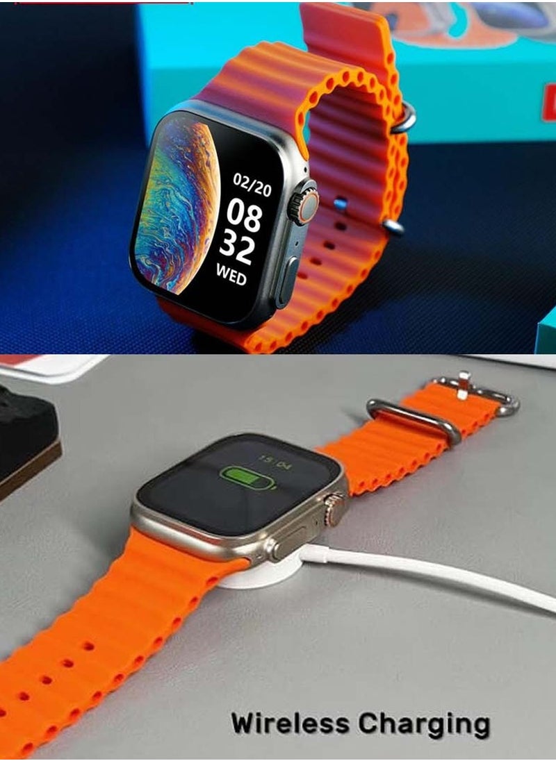 فيند - ساعة Fend F8 Ultra الذكية بشاشة كاملة الوضوح 49 مم مع حزامين ومحفظة رجالية من الجلد الطبيعي مع حماية RFID باللون الرمادي - Image 1