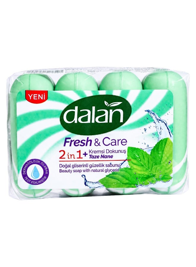 Dalan Fresh & Care 2-in-1 Soap with Fresh Mint – 4 × 90g - Image 1