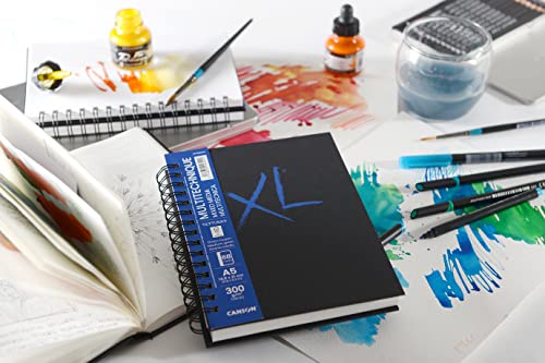 CANSON XL Textured Mixed Media 300gsm A4 Paper Medium Grain Spiral Pad Long Side 34 White Sheets Ideal for Professional Artists Students - Image 3
