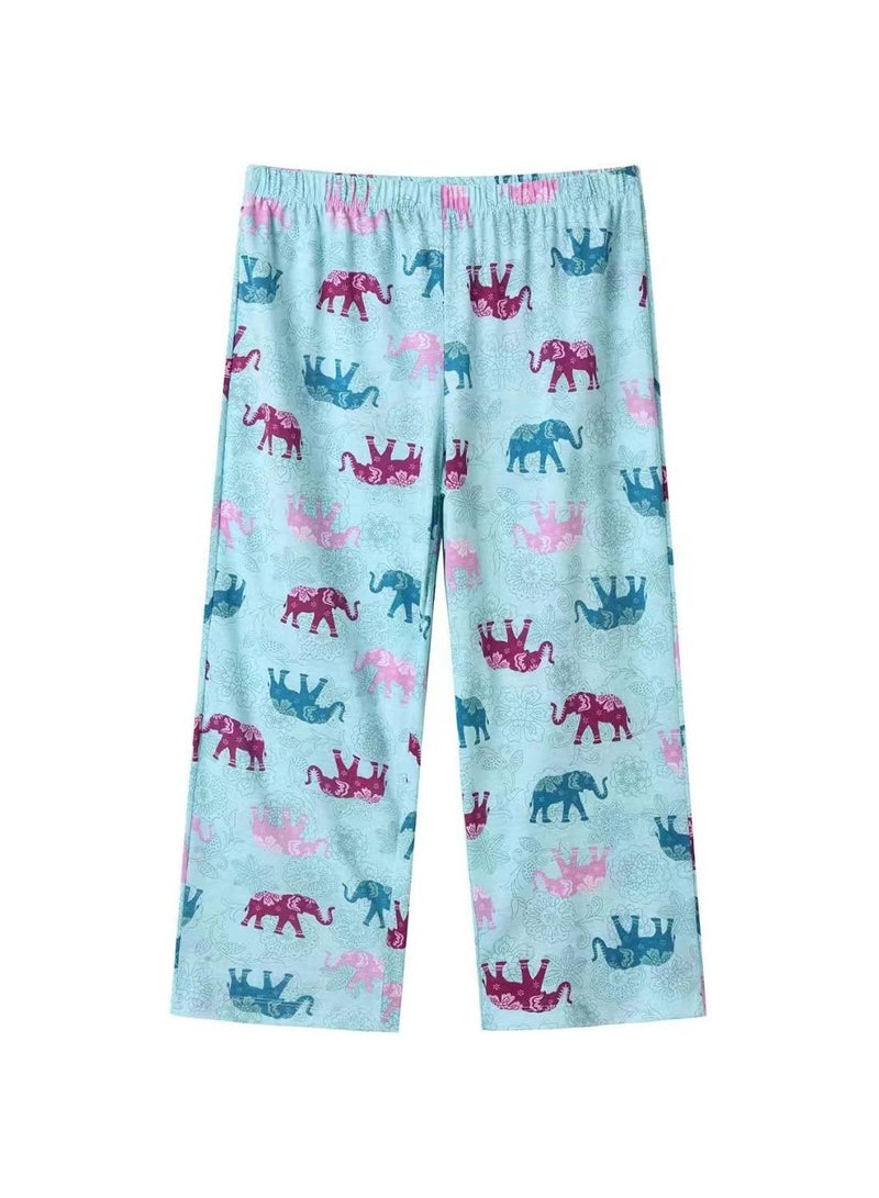 Summer Cotton Elephant Pattern Ladies Loungewear Set - Image 3
