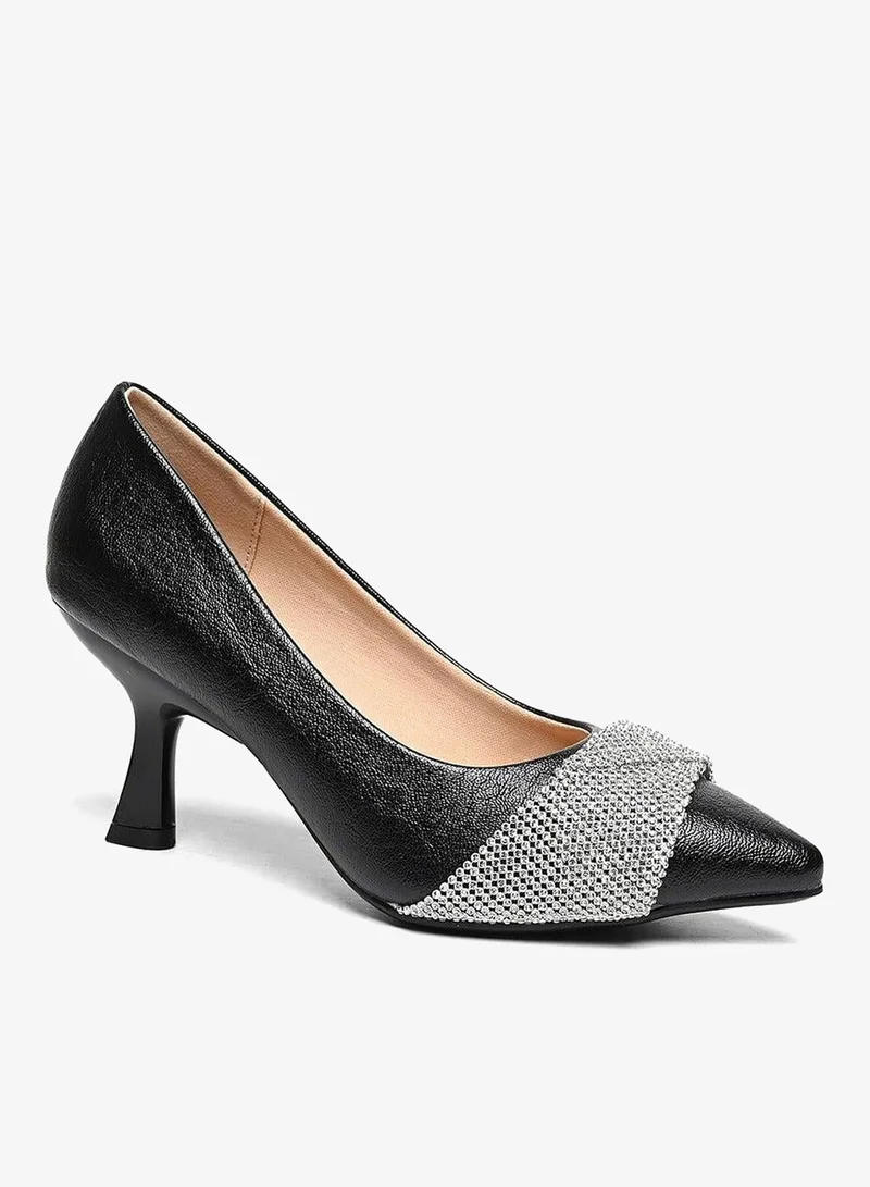 Cuple Elegant Rhinestone Pointed-Toe Pumps