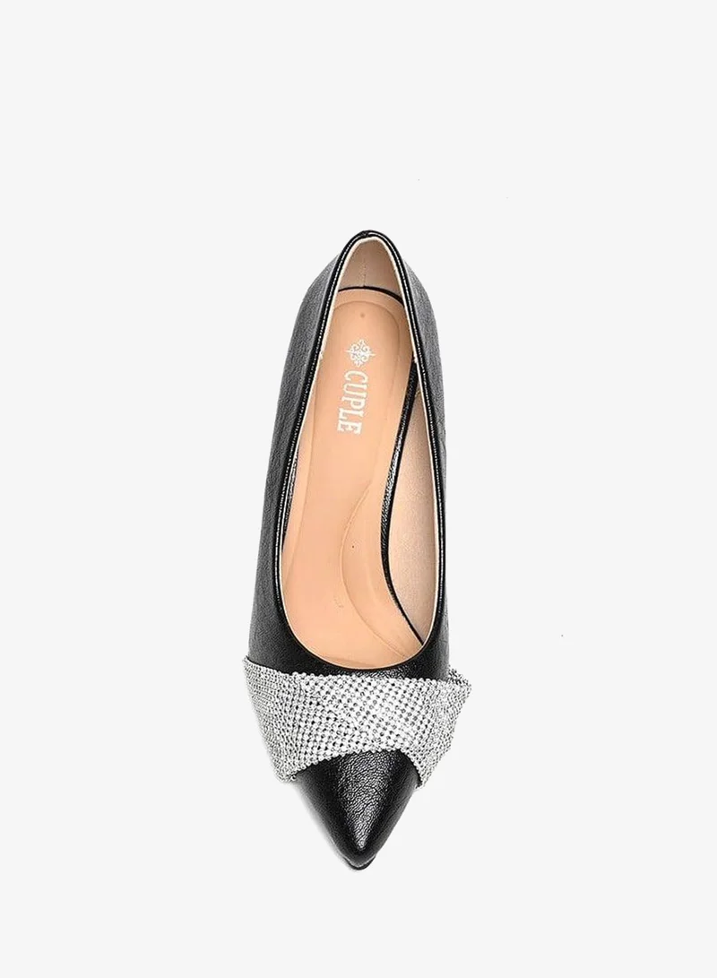 Cuple Black Elegant Rhinestone Pointed-Toe Pumps for Women | Best Price UAE