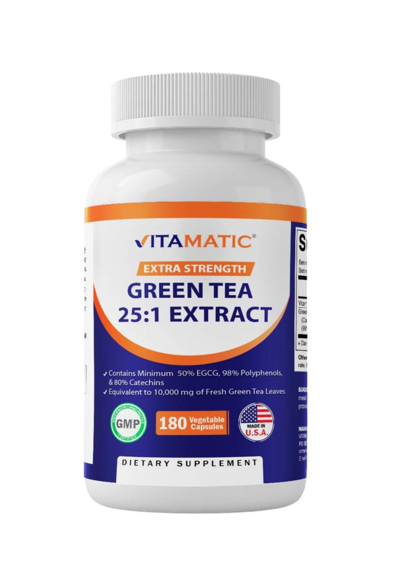 فيتاماتيك مستخلص الشاي الأخضر بنسبة 25:1، 180 كبسولة نباتية