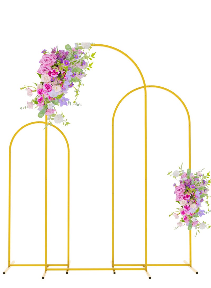 والالا مجموعة من 3 حاملات خلفية مقوسة، إطار باب مقوس 180/150/120 سم، لحفلات الزفاف والذكرى السنوية والتخرج وأعياد الميلاد وحفل الافتتاح، ديكور داخلي وخارجي، معدن، ذهبي - Image 1