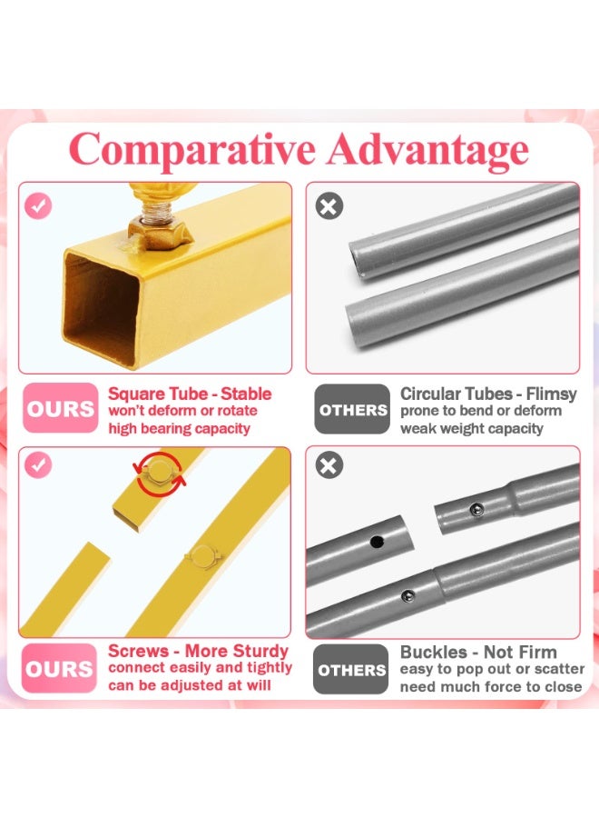 والالا مجموعة من 3 حاملات خلفية مقوسة، إطار باب مقوس 180/150/120 سم، لحفلات الزفاف والذكرى السنوية والتخرج وأعياد الميلاد وحفل الافتتاح، ديكور داخلي وخارجي، معدن، ذهبي - Image 4