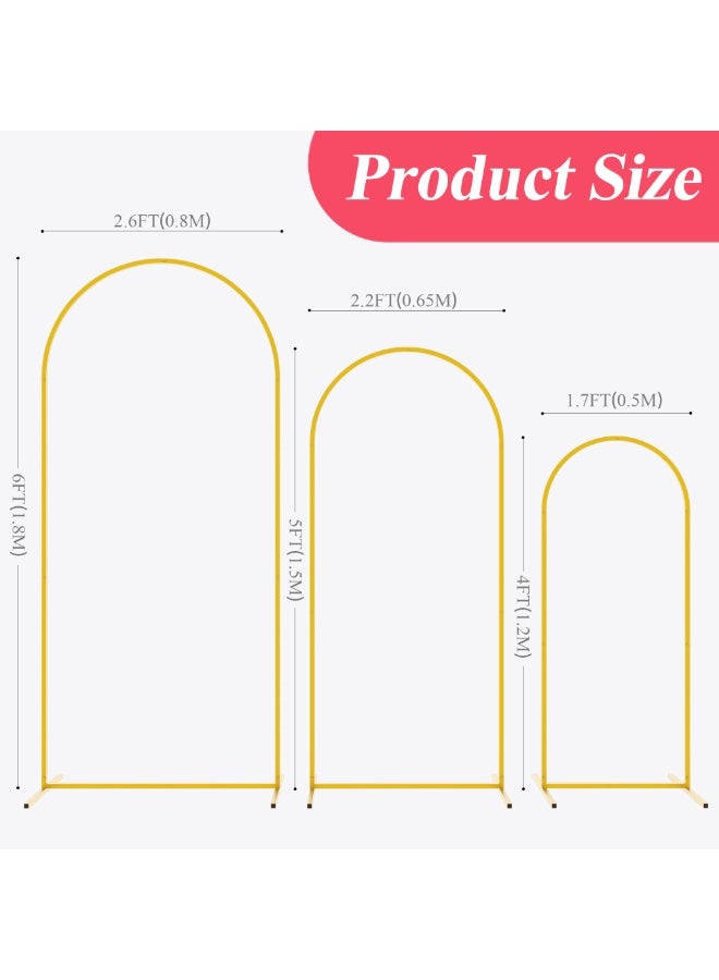 والالا مجموعة من 3 حاملات خلفية مقوسة، إطار باب مقوس 180/150/120 سم، لحفلات الزفاف والذكرى السنوية والتخرج وأعياد الميلاد وحفل الافتتاح، ديكور داخلي وخارجي، معدن، ذهبي - Image 5
