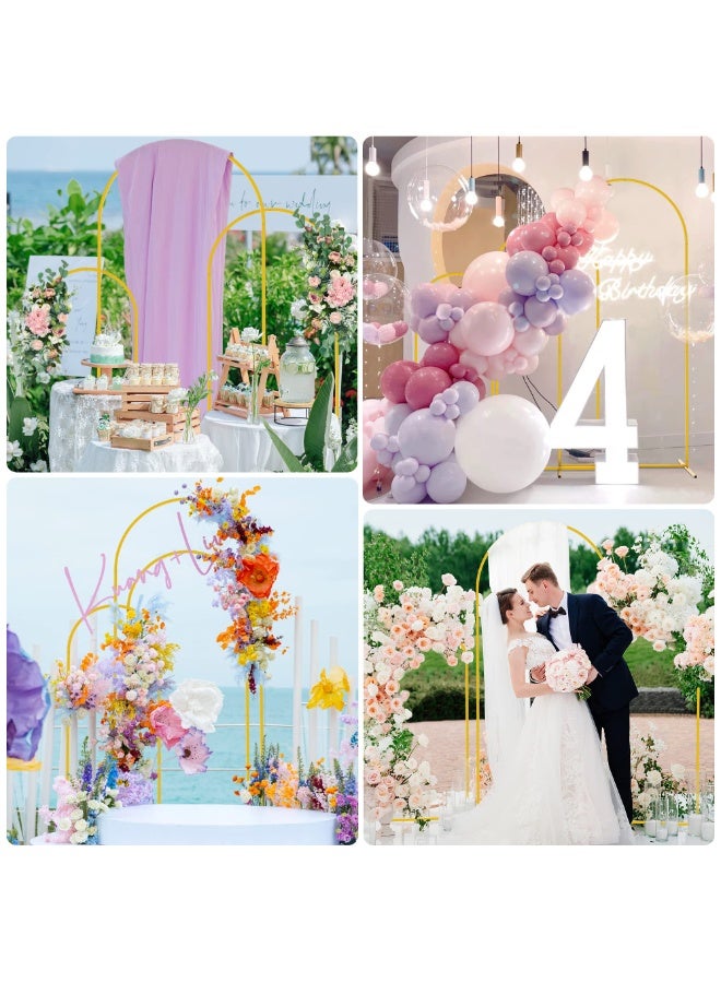 والالا مجموعة من 3 حاملات خلفية مقوسة، إطار باب مقوس 180/150/120 سم، لحفلات الزفاف والذكرى السنوية والتخرج وأعياد الميلاد وحفل الافتتاح، ديكور داخلي وخارجي، معدن، ذهبي - Image 3