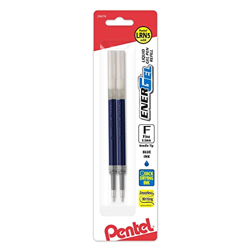 Pentel إعادة تعبئة قلم الجل السائل Pentel® EnerGel®، نقطة إبرة، 0.5 مم، حبر أزرق، عبوة من 2 - Image 1