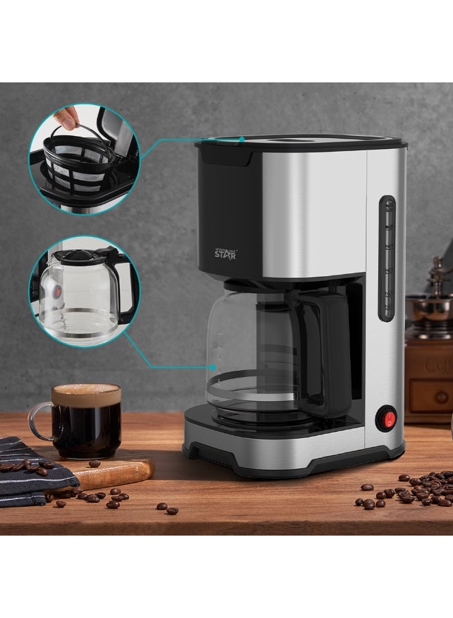 Winning Star 1.2L Drip Coffee Maker | Automatic Coffee Brewing Machine for Home & Office | Glass Carafe | Easy One-Touch Operation - Image 4