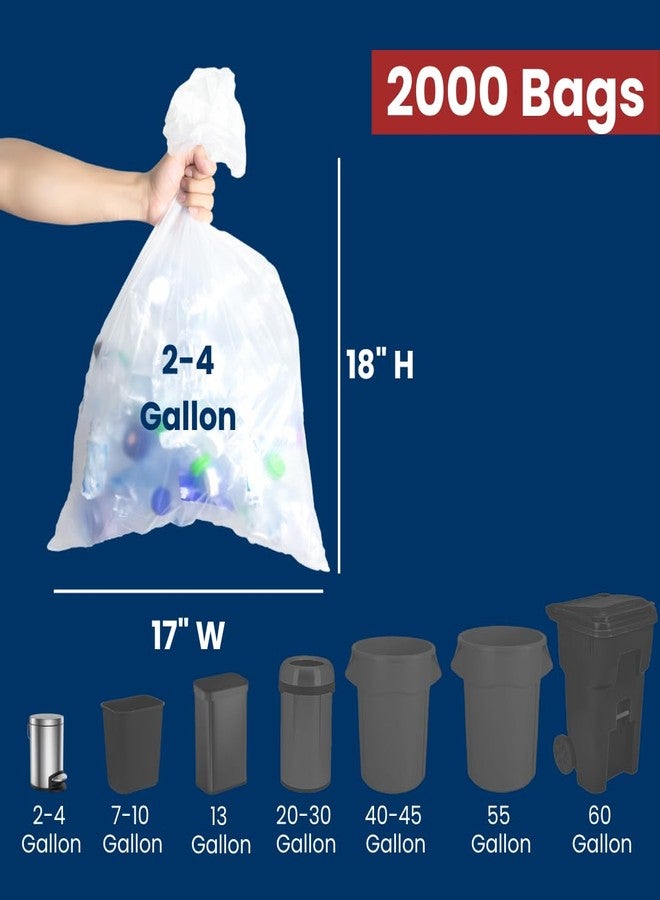 Consumable Depot 4 Gal Trash Bags | 2000 Count | 17" X 18" Small Clear Garbage Bags for Home Use - Image 2