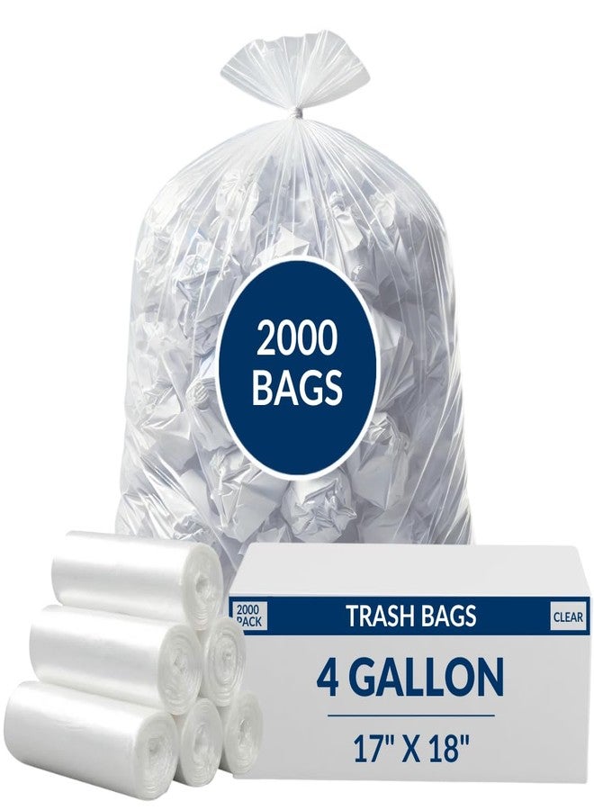 Consumable Depot 4 Gal Trash Bags | 2000 Count | 17" X 18" Small Clear Garbage Bags for Home Use - Image 1