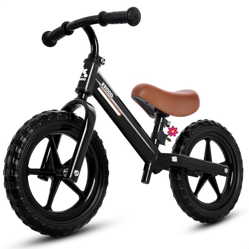 KRIDDO Toddler Balance Bike 2 Year Old Kids Balance Bike for 25 Years Old Dual Bearing for Smoother Riding Adorable Plate Adjustable Seat and Handlebar Toddler Bike Gifts Age 23 Black - Image 2