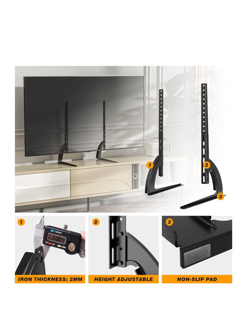 ELTRAZONE - 5Rcom TV Stand Mount, Universal TV Stand Tabletop for 22 to 65 inch Plasma LCD LED Flat Screen TVs, TV Legs, Holds up to 88lbs, Max VESA 800 x 500mm, Height Adjustable TV Base, TV Stand - Image 1