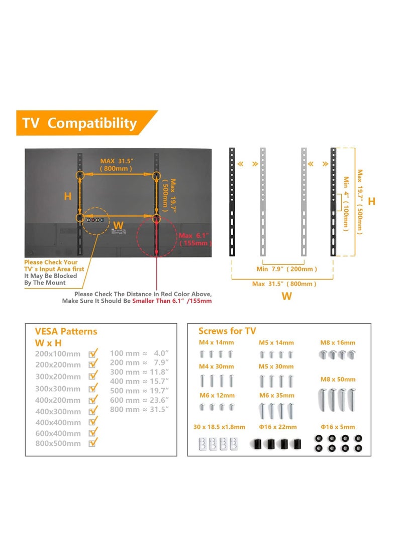 ELTRAZONE - 5Rcom TV Stand Mount, Universal TV Stand Tabletop for 22 to 65 inch Plasma LCD LED Flat Screen TVs, TV Legs, Holds up to 88lbs, Max VESA 800 x 500mm, Height Adjustable TV Base, TV Stand - Image 1