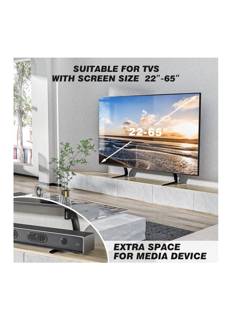 ELTRAZONE - 5Rcom TV Stand Mount, Universal TV Stand Tabletop for 22 to 65 inch Plasma LCD LED Flat Screen TVs, TV Legs, Holds up to 88lbs, Max VESA 800 x 500mm, Height Adjustable TV Base, TV Stand - Image 1