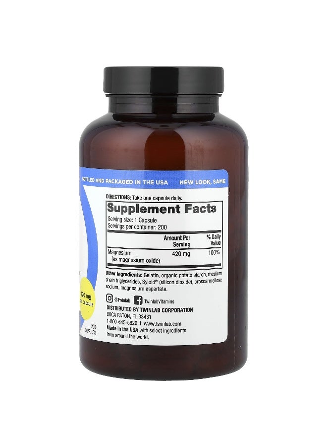 Twinlab, Magnesium Caps, 420 mg, 200 Capsules (Packaging may vary) - Image 2