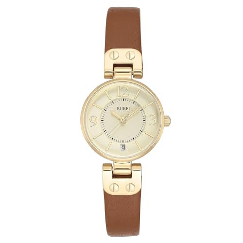 BUREI Women's Luxury Quartz Waterproof Pointer Watch with Simple Leather Strap - Exquisite Small Women's Watch - Image 1