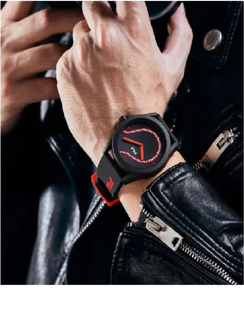 فيلا Fila Style Unisex Analog Watch Black Silicone Strap, 38-864-106, size 43mm