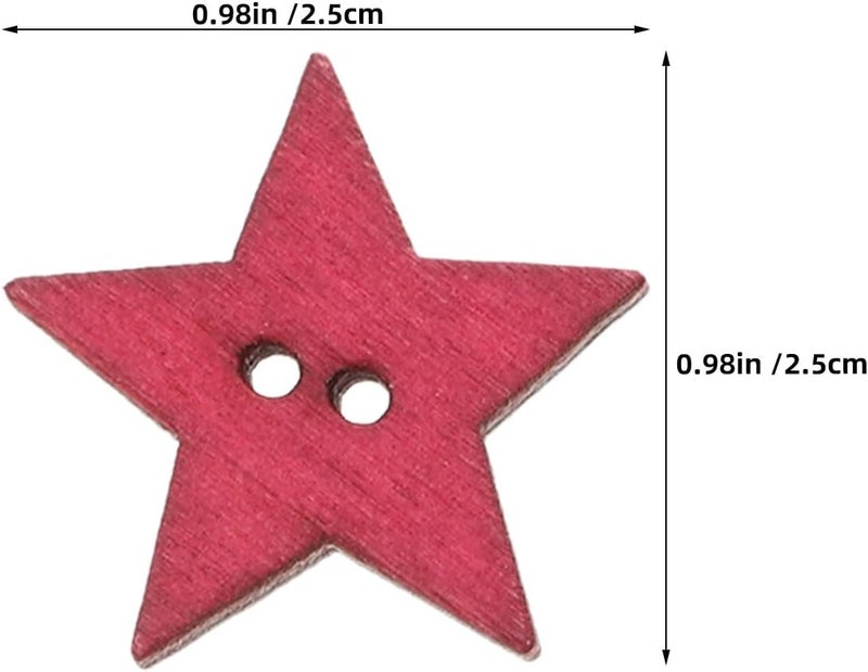 Generic 75pcs Colorful Craft Buttons Star - Handmade Wood Hole Buttons Knitting Sewing Accessories for Christmas Craft DIY Clothing - Image 2