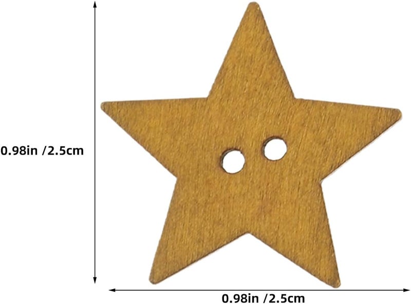 Generic 75pcs Colorful Craft Buttons Star - Handmade Wood Hole Buttons Knitting Sewing Accessories for Christmas Craft DIY Clothing - Image 4
