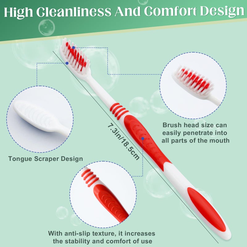 Comdian 50 Pcs Toothbrush Bulk Disposable, Travel Toothbrushes Pack, Soft Bristle Individually Wrapped and Good Cleaning for Kids, Adult and The Elderly. Suitable for Hotel, Travel, Home, Donated - Image 3