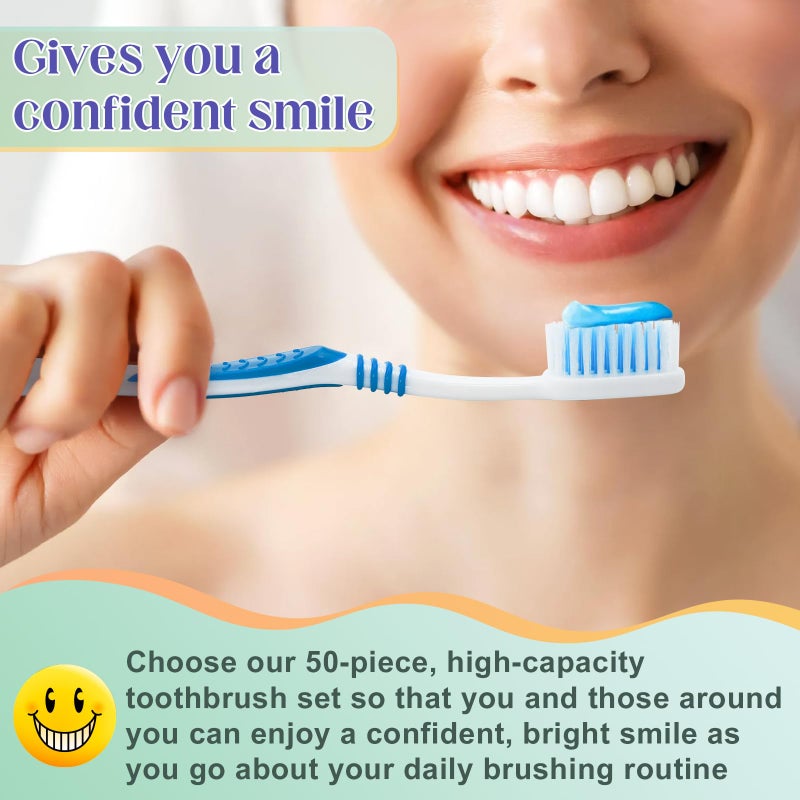 Comdian 50 Pcs Toothbrush Bulk Disposable, Travel Toothbrushes Pack, Soft Bristle Individually Wrapped and Good Cleaning for Kids, Adult and The Elderly. Suitable for Hotel, Travel, Home, Donated - Image 5