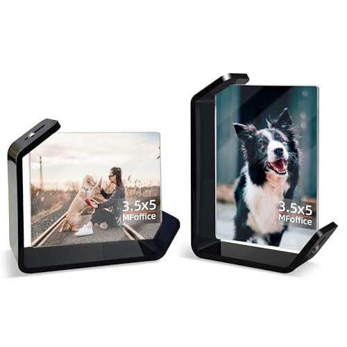 MFoffice 3.5x5 Picture Frame, 2 Pack Small Photo Frame, Color Double-Sided Tabletop Stands with Horizontal and Vertical Display Options for Modern Home Office Decor, Black - Image 1