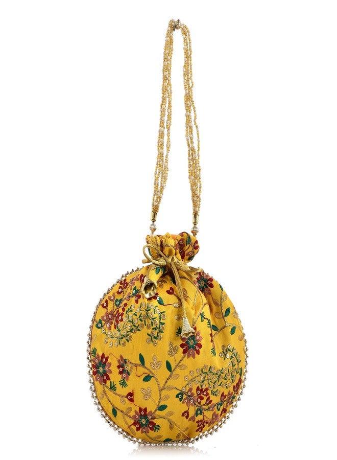 STLYZ Traditional Silk Potli Bag For Women, Embroidered Potli Handbag Wristlets Ethnic Bridal Potli Batwa Bag For Ladies For Wedding Return Gifts (Pack of 3) (NewDesignPotli_Packof3) - Image 5