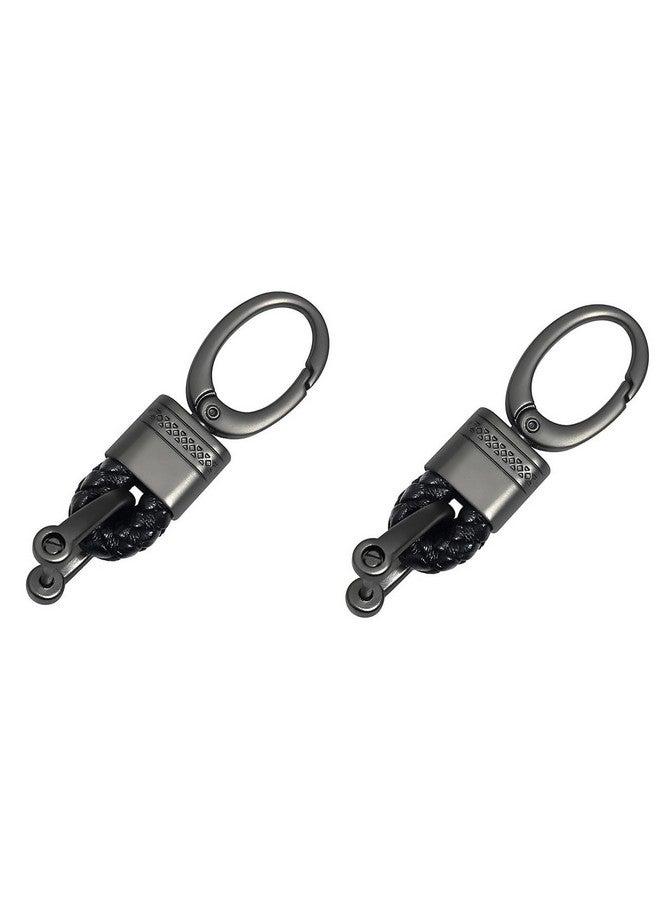 JVCV حامل مفاتيح حقيقي من جلد JVCV¬Æ مع حبل مضفر وإكسسوارات سلسلة مفاتيح السيارة مع مشبك من سبائك الزنك (عبوة 2) - Image 1