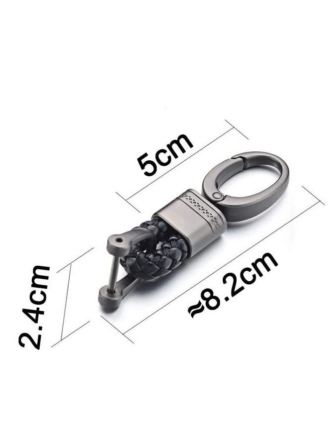 JVCV حامل مفاتيح حقيقي من جلد JVCV¬Æ مع حبل مضفر وإكسسوارات سلسلة مفاتيح السيارة مع مشبك من سبائك الزنك (عبوة 2) - Image 4