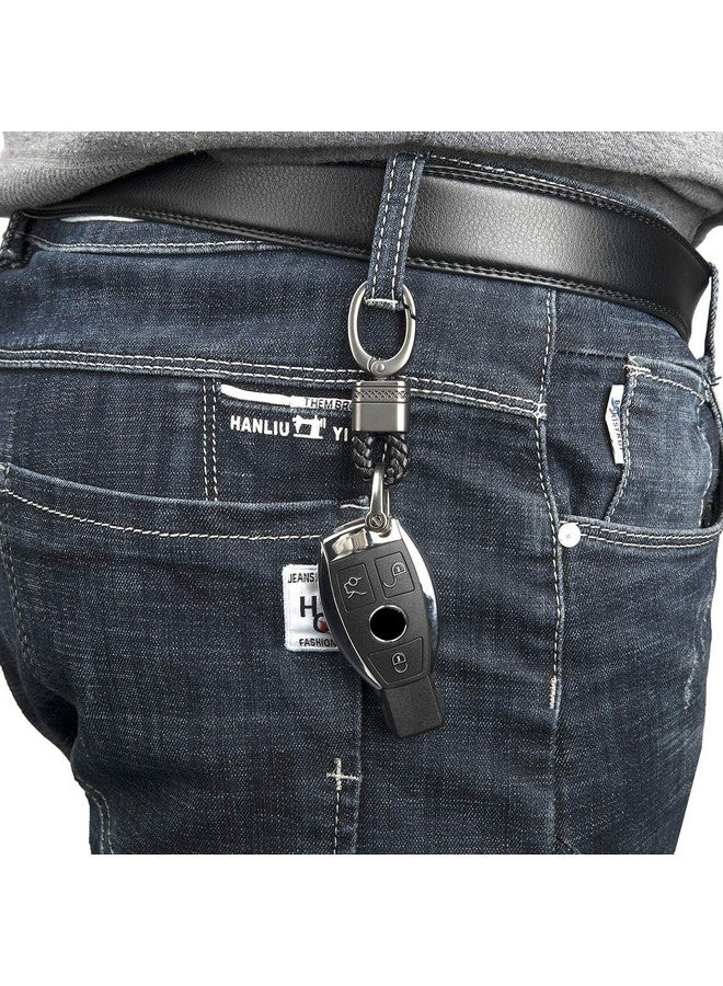 JVCV حامل مفاتيح حقيقي من جلد JVCV¬Æ مع حبل مضفر وإكسسوارات سلسلة مفاتيح السيارة مع مشبك من سبائك الزنك (عبوة 2) - Image 5