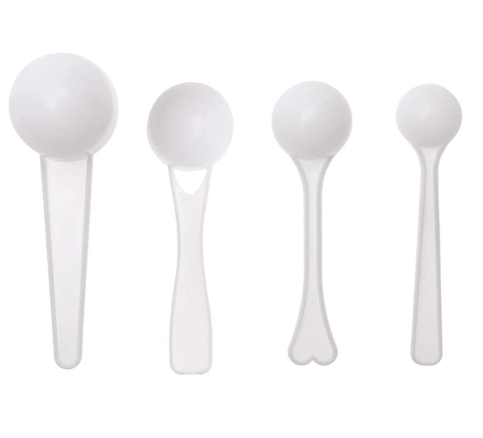 4 PCS MEASURING SPOONS 1G 3G 5G 10G PLASTIC TEASPOON TABLESPOON FOR ACCURATE MEASURE COFFEE PROTEIN MILK SCOOPS SPOON HOME KITCHEN MEASURING TOOL PET FOOD