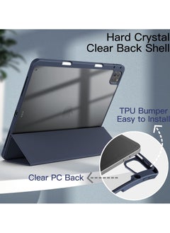 Generic Case for iPad Pro 13 Inch M4 (2024) with Pencil Holder, Clear Transparent Back Shell Slim Stand Shockproof Tablet Cover, Auto Wake/Sleep (Blue)  - Image 2