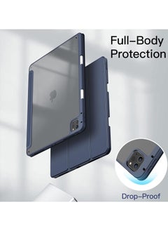 Generic Case for iPad Pro 13 Inch M4 (2024) with Pencil Holder, Clear Transparent Back Shell Slim Stand Shockproof Tablet Cover, Auto Wake/Sleep (Blue)  - Image 3