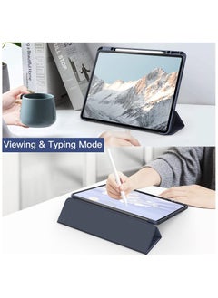 Generic Case for iPad Pro 13 Inch M4 (2024) with Pencil Holder, Clear Transparent Back Shell Slim Stand Shockproof Tablet Cover, Auto Wake/Sleep (Blue)  - Image 5