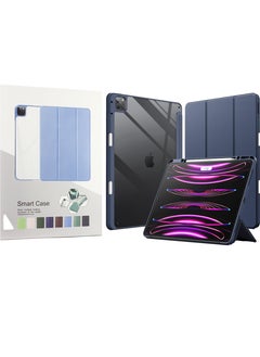 Generic Case for iPad Pro 13 Inch M4 (2024) with Pencil Holder, Clear Transparent Back Shell Slim Stand Shockproof Tablet Cover, Auto Wake/Sleep (Blue)  - Image 1