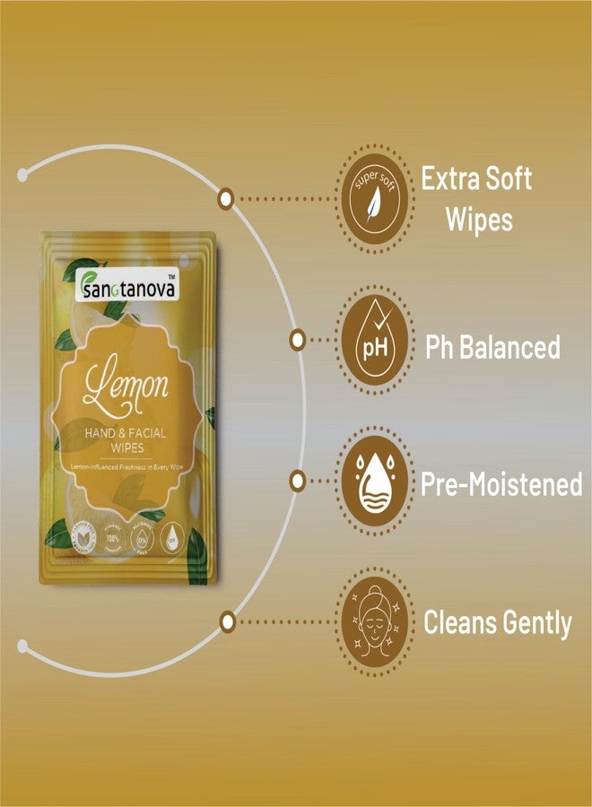 SANCTANOVA Lemon Refreshing Wet Wipes for Face & Hand - Individually Wrapped | Soft Facial Wipes for Men & Women | Wet Wipes for Face Cleaning & Daily Use | Wipes (50 Count) - Image 2